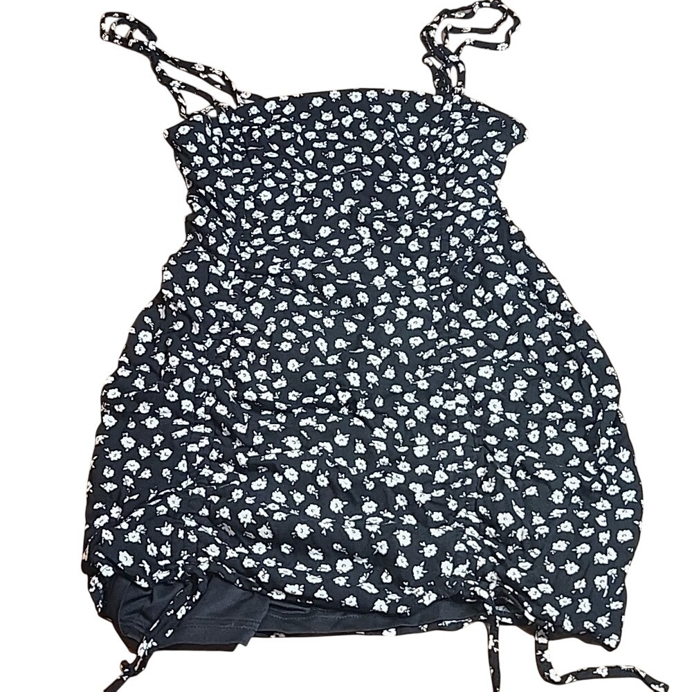 Garage Floral Cottagecore y2k Bodycon Dress, Summer Spring, Black White, Small